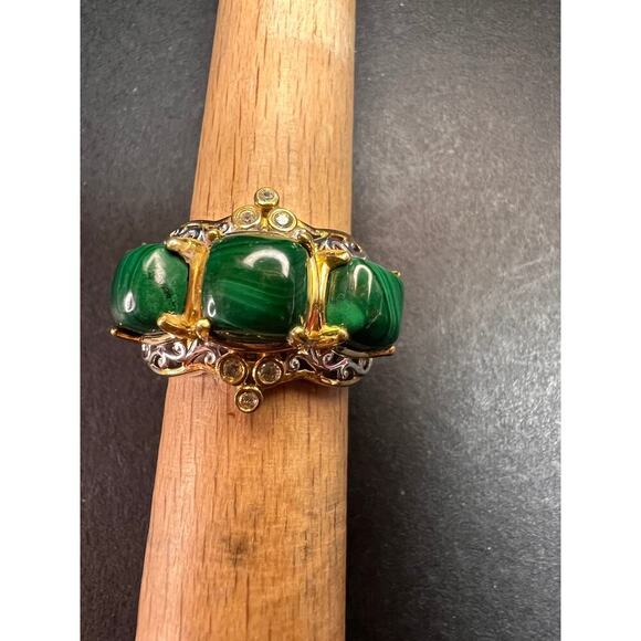 NEW Malachite two toned ring in sterling silver size 7 - Picture 14 of 16